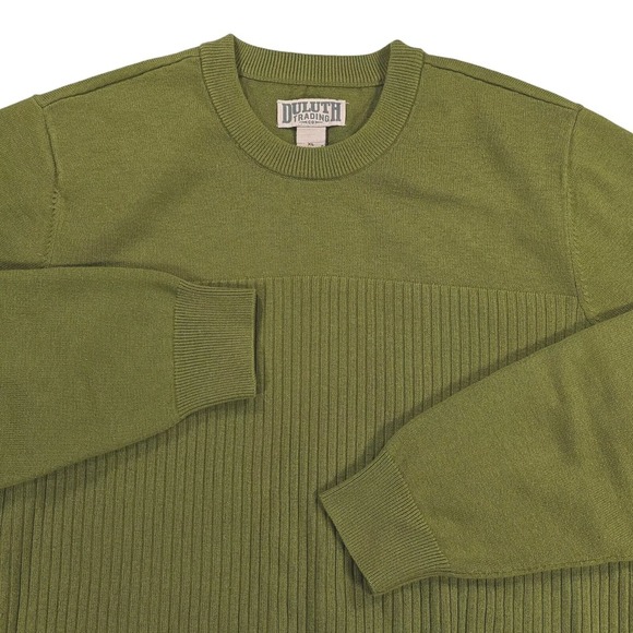 Duluth Coolerino Crew Sweater Mens XL Green Coolmax Wool Blend Outdoor Casual - Picture 1 of 8